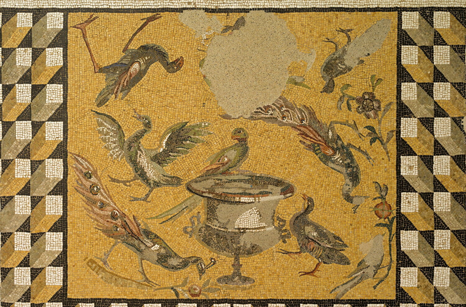 The Kantharos and Birds Mosaic. (Photo via Louvre Museum)