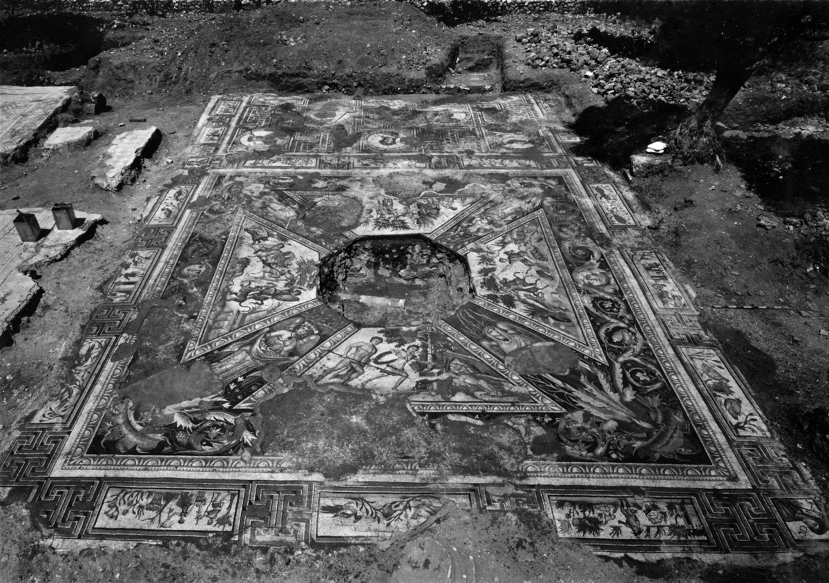 The Seasons Mosaic as soon as it was found during archaeological excavations, Daphne, 1935. (Photo via Princeton University Archive)