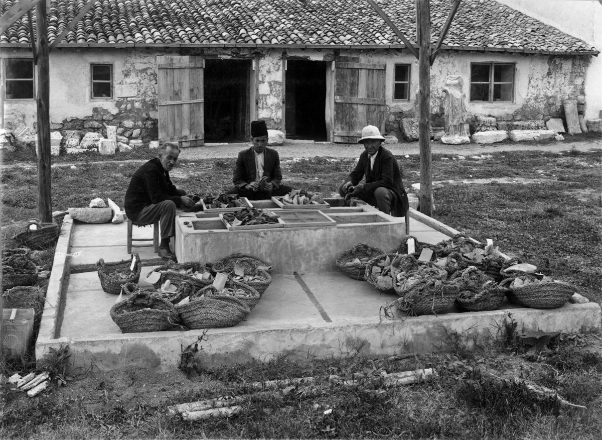 Workmen washing pottery at the field headquarters, Hatay, Türkiye, 1936. (Photo via Princeton University Archive)