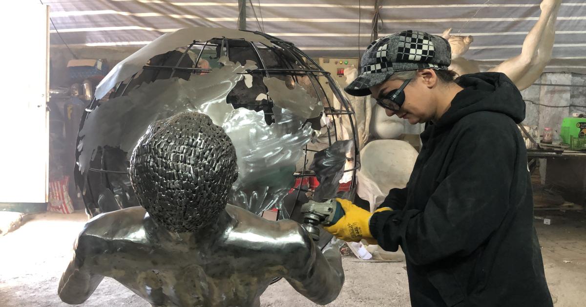 47-year-old Iranian woman turns scrap metals into sculptures