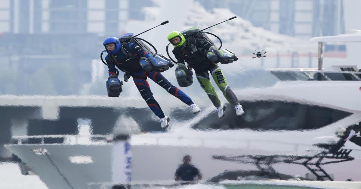 'Iron Man' pilots race in jet suits against backdrop of Dubai skyscrapers