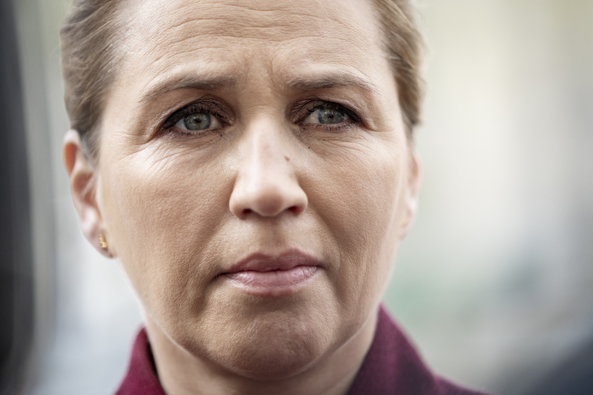 Denmark's Prime Minister Mette Frederiksen speaks to medias as she arrives to the opening of an international migration conference in Copenhagen, Denmark, on May 6, 2024. (AFP Photo)