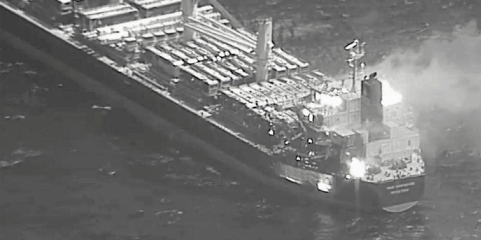 Two vessels catch fire after missile strikes off Yemen's coast near Aden