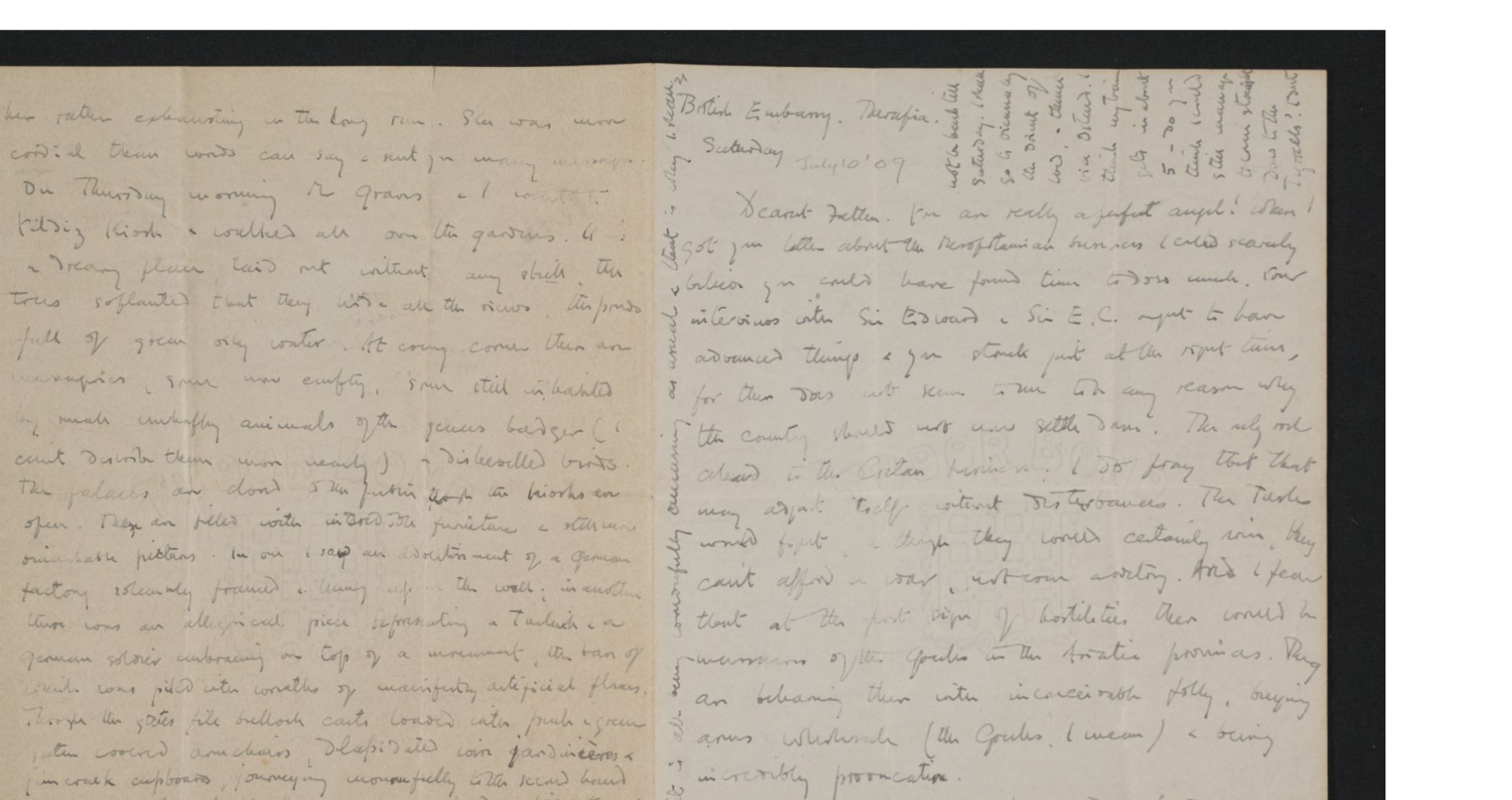 Letter from Gertrude Bell to her father, Sir Hugh Bell, July 10, 1909, in Istanbul, Türkiye (Photo via Gertrude Bell's Archive)