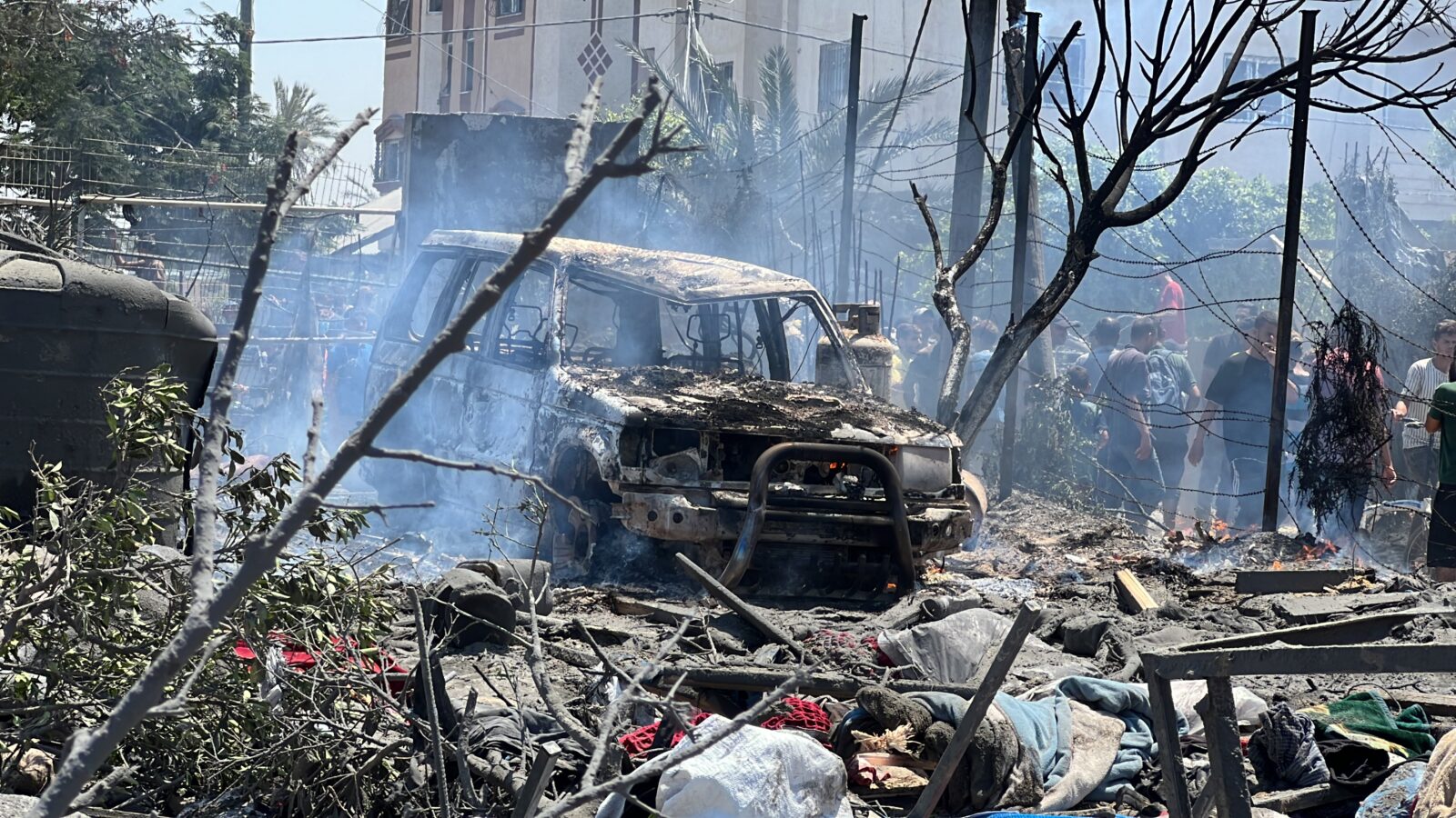 Gaza Civil Defense Spokesperson Mahmud Basal reveals Israel classified the El-Mevasi area as a 'safe zone' before deadly airstrikes, causing outcry over civilian deaths, July 13, 2024. (AA Photo)