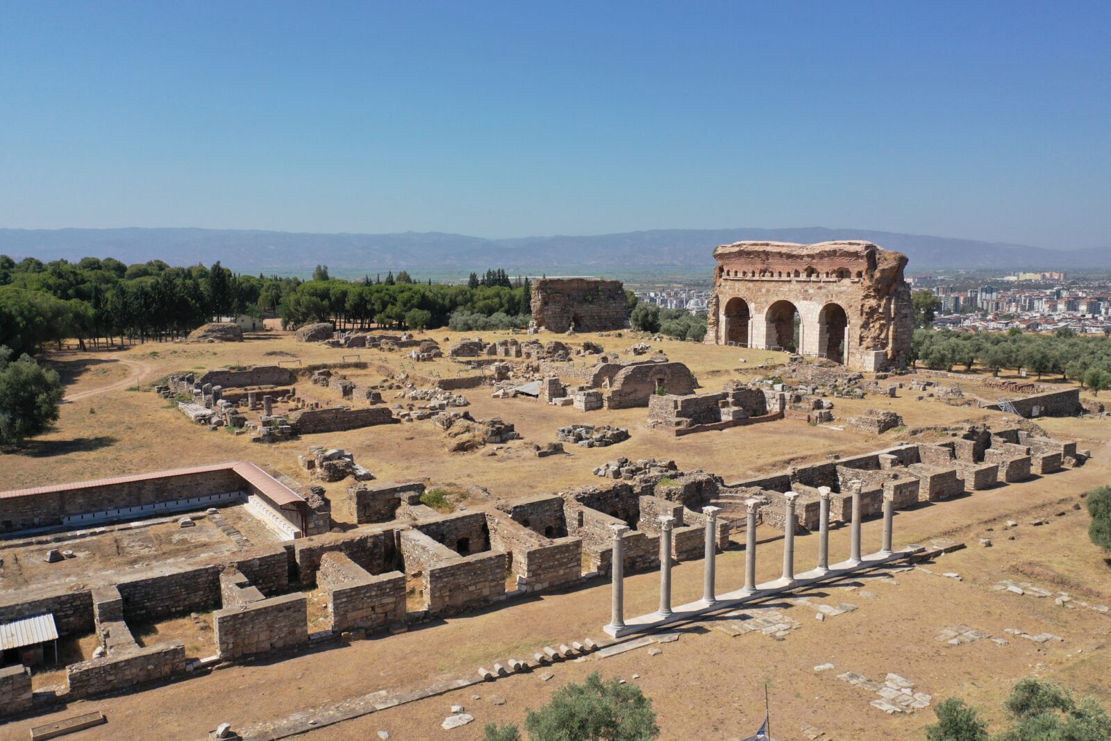 Excavations in the ancient city of Tralleis, known for its identity as a city of production and trade in ancient times, unearth the city's largest street, in Aydin, Türkiye, July 24, 2024. (AA Photo)