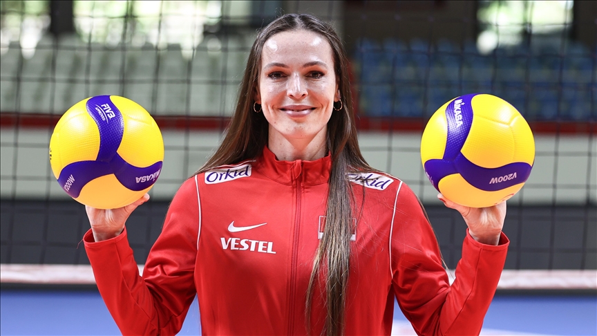 Eda Erdem on the volleyball field, June 26, 2024, Türkiye. (AA Photo)