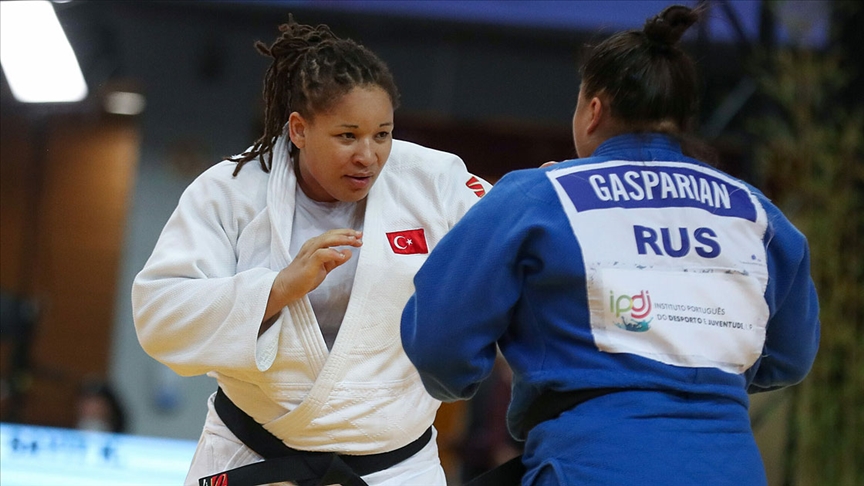 National judoka Kayra Sayit becomes European champion, Lisbon, Portugal, April 19, 2021. (AA Photo)
