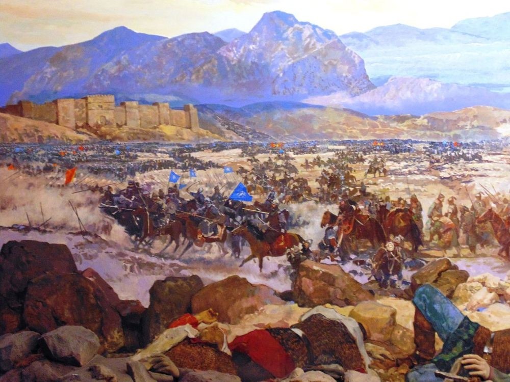 A diorama of the Battle of Manzikert (Painting from the Istanbul Military Museum)