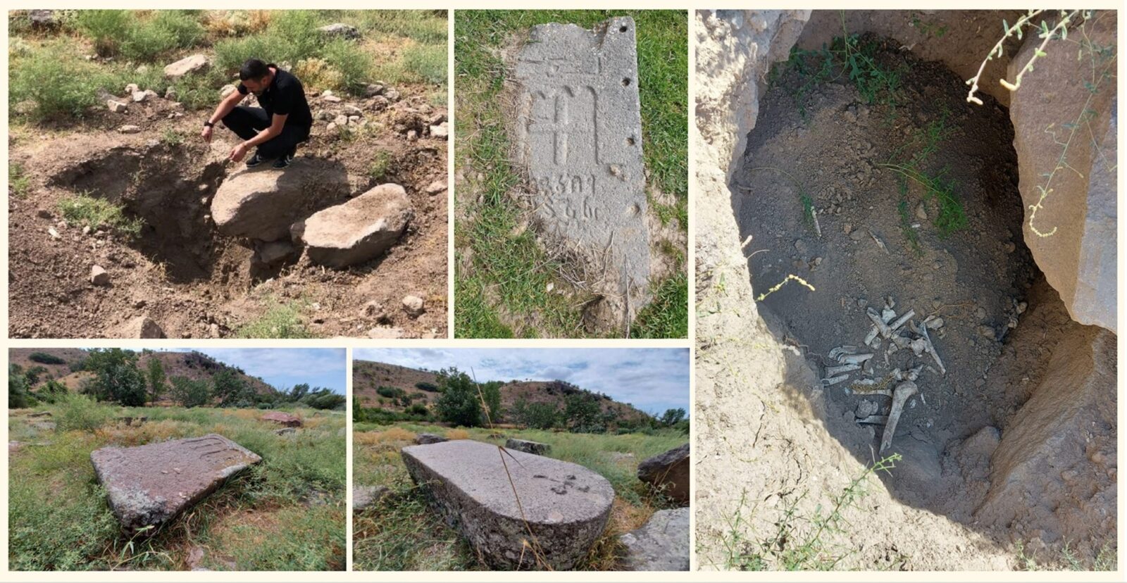 Treasure hunters plunder a 600-year-old Armenian cemetery in Sincan district of Ankara, Türkiye August 15, 2021 (DHA Photo)