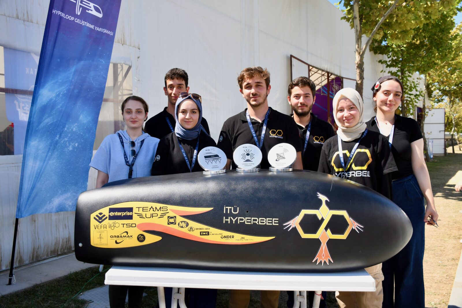 The Istanbul Technical University (ITU) Hyperbee Team won three awards at the international EHW Hyperloop Competition held in Switzerland, Aug. 21, 2024. (AA Photo)