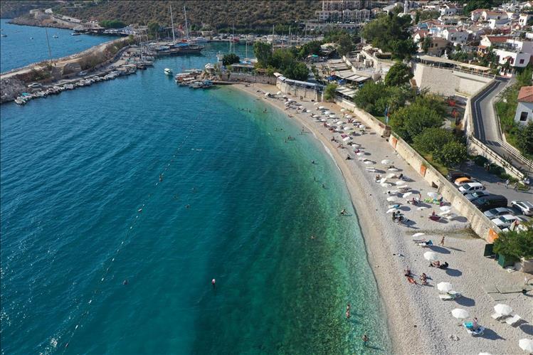Kalkan Muar Pebble Beach Kas: A Perfect Blend of Natural Beauty and Well-Maintained Facilities, Türkiye. August 2024. (Photo Kas Municipality)