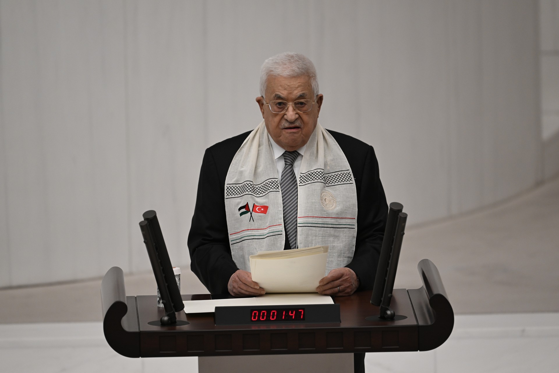 Global media highlights Palestinian president's pledge in Turkish Parliament