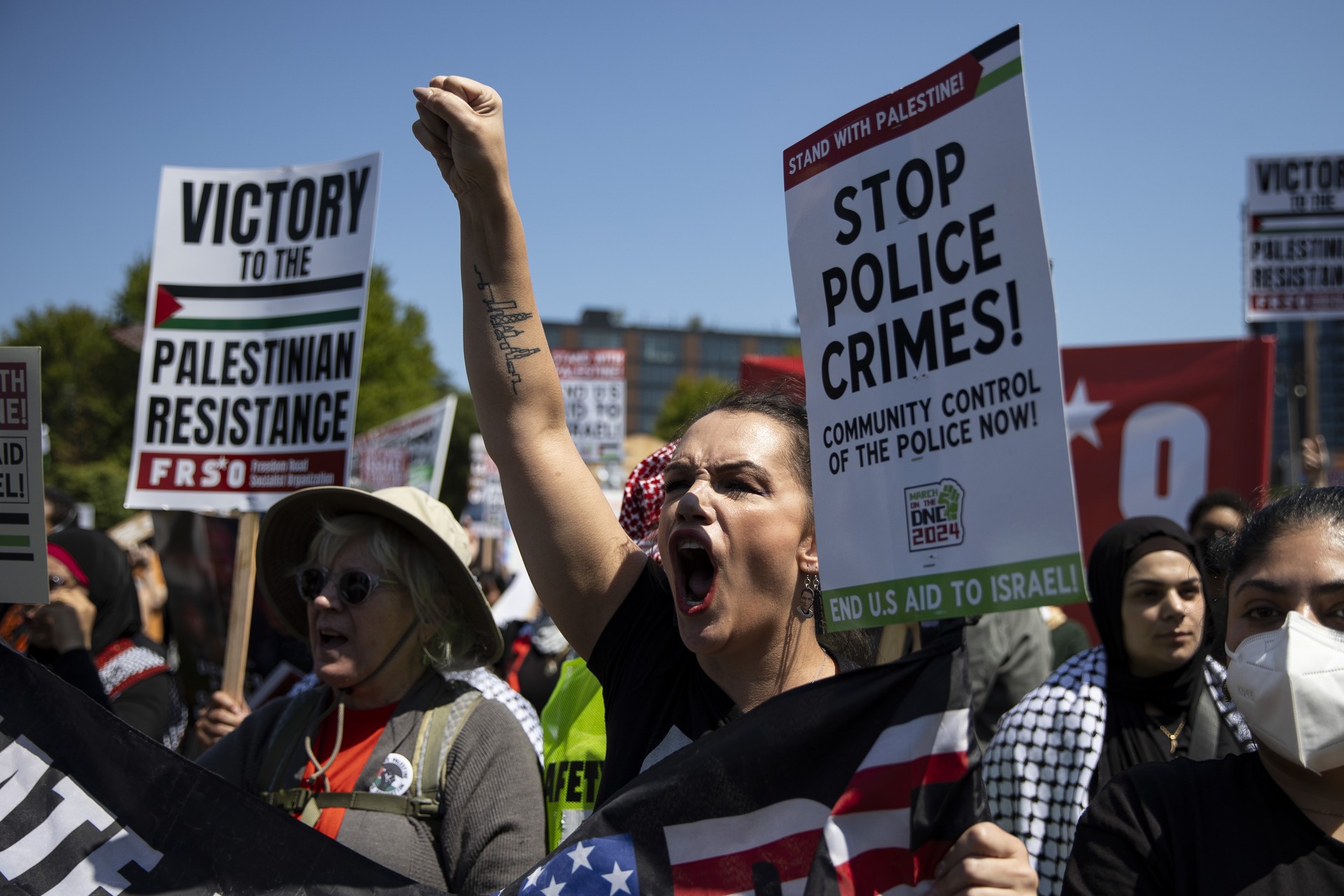 Pro-Palestinian protesters march during Democratic convention