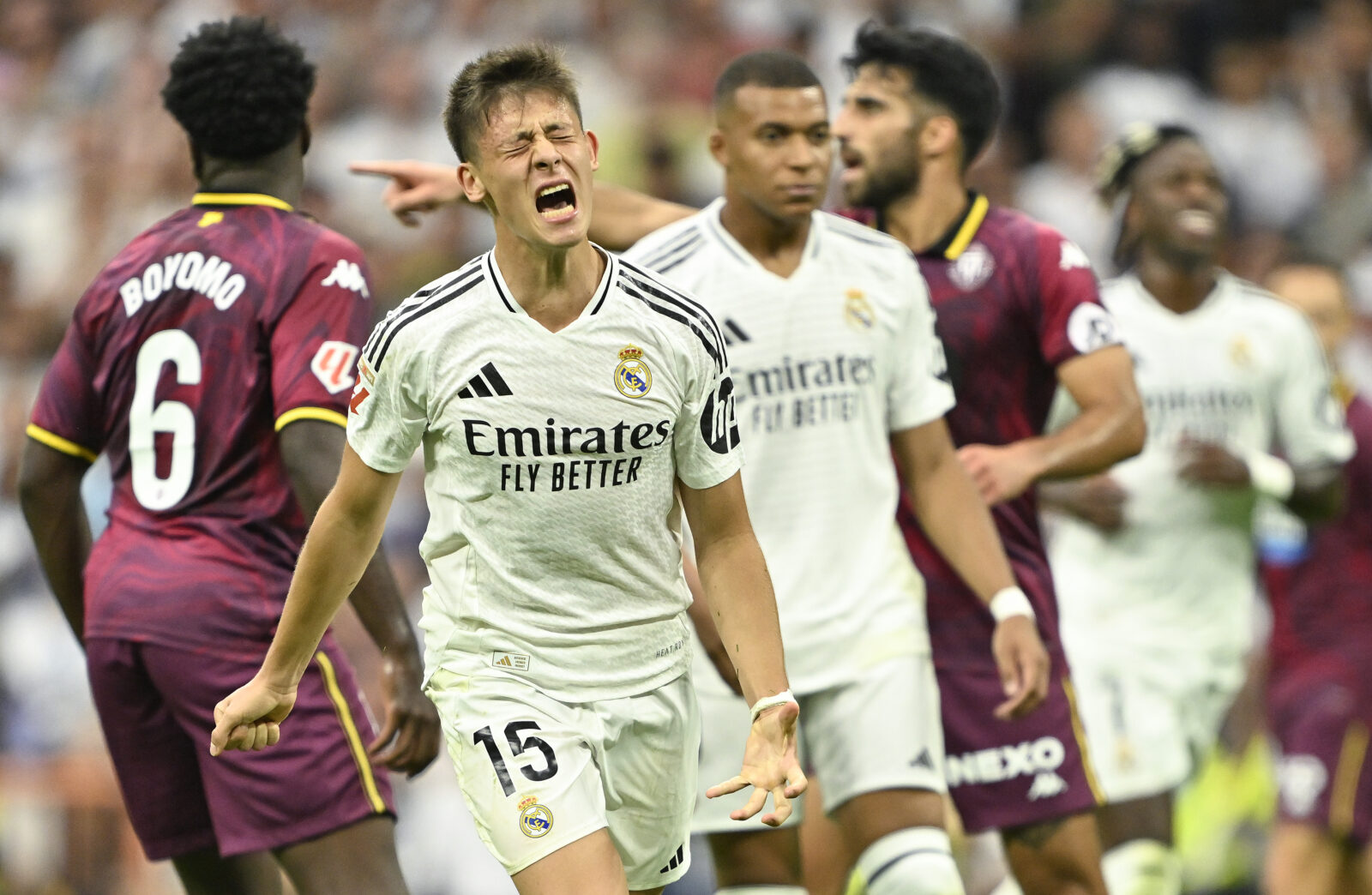 Arda Guler of Real Madrid reacts during the La Liga week 2 football match between Real Madrid and Real Valladolid, Madrid, Spain, Aug. 25, 2024. (AA Photo)