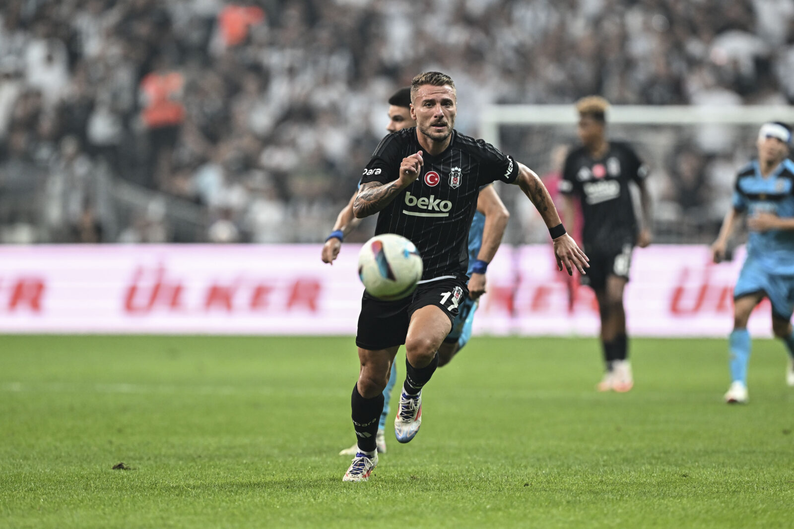 In the second leg of the UEFA Europa League playoff round, Besiktas player Ciro Immobile (in front) contested with his opponent during the match against Lugano in Istanbul, Turkey, on August 29, 2024 (AA Photo)Besiktas celebrates with teammates after scoring a goal during the Turkish Super Cup final match between Galatasaray and Besiktas at Ataturk Olympic Stadium in Istanbul, Türkiye on August 03, 2024.(AA Photo)Ciro Immobile of Besiktas celebrates after scoring a goal during the Turkish Super Lig football match between Besiktas and Ikas Eyupspor at Tupras Stadium in Istanbul, Turkiye on September 22, 2024. (AA Photo)