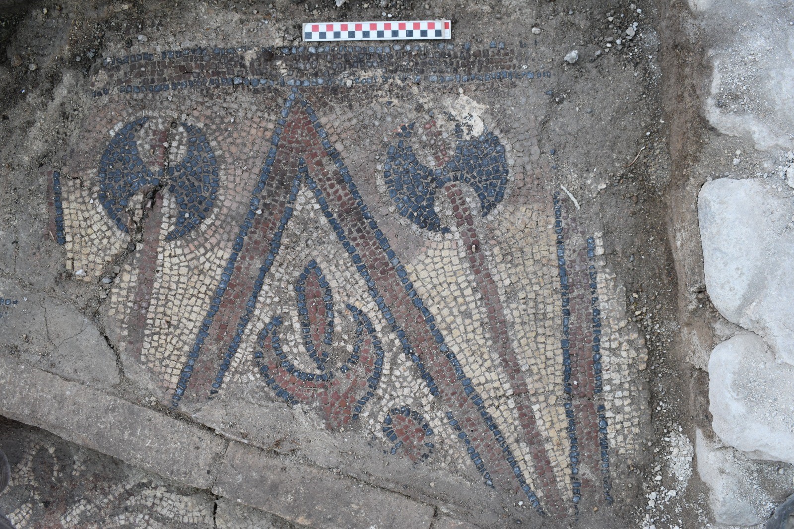 In situ floor mosaic at Monastery of Saints Constantine and Helana in Ordu, Türkiye, August 11, 2024 (IHA Photo)