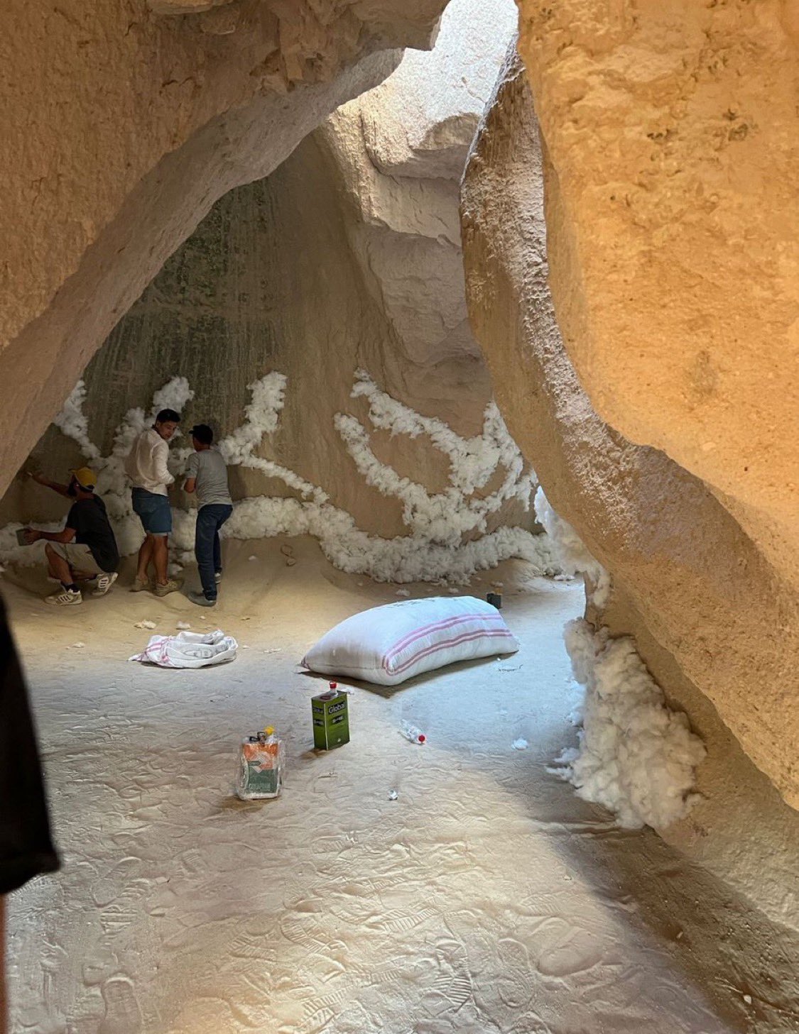Shooting crew inside the fairy chimneys in Cappadocia. (Photo via X) 