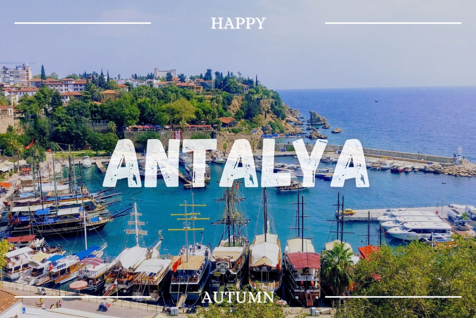 Experience the perfect blend of summer warmth and autumn tranquility in Antalya's stunning coastline. August 2024. (Created with Photoshop)