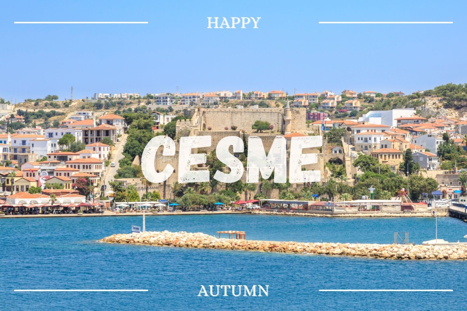 Enjoy the perfect September swim and soak in Cesme’s clear waters and tranquil shores as summer fades into autumn, August 2024. (Created with Photoshop)