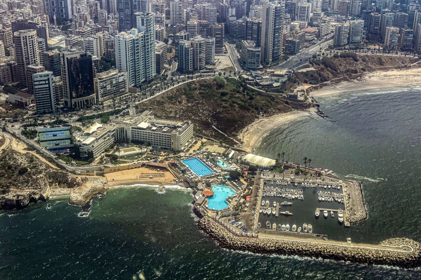 A luxury hotel and marina along the Mediterranean sea coast of Beirut. (Photo by Khaled Desouki via AFP)