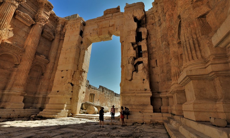 Tourists visit the Baalbek temple complex in Baalbek, Lebanon, July 26, 2023. (Photo via Xinhua)