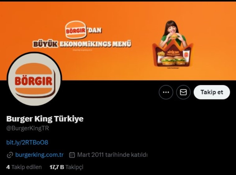 Screenshot from Burger King Türkiye's social media account, September 10, 2024 (Photo via X)