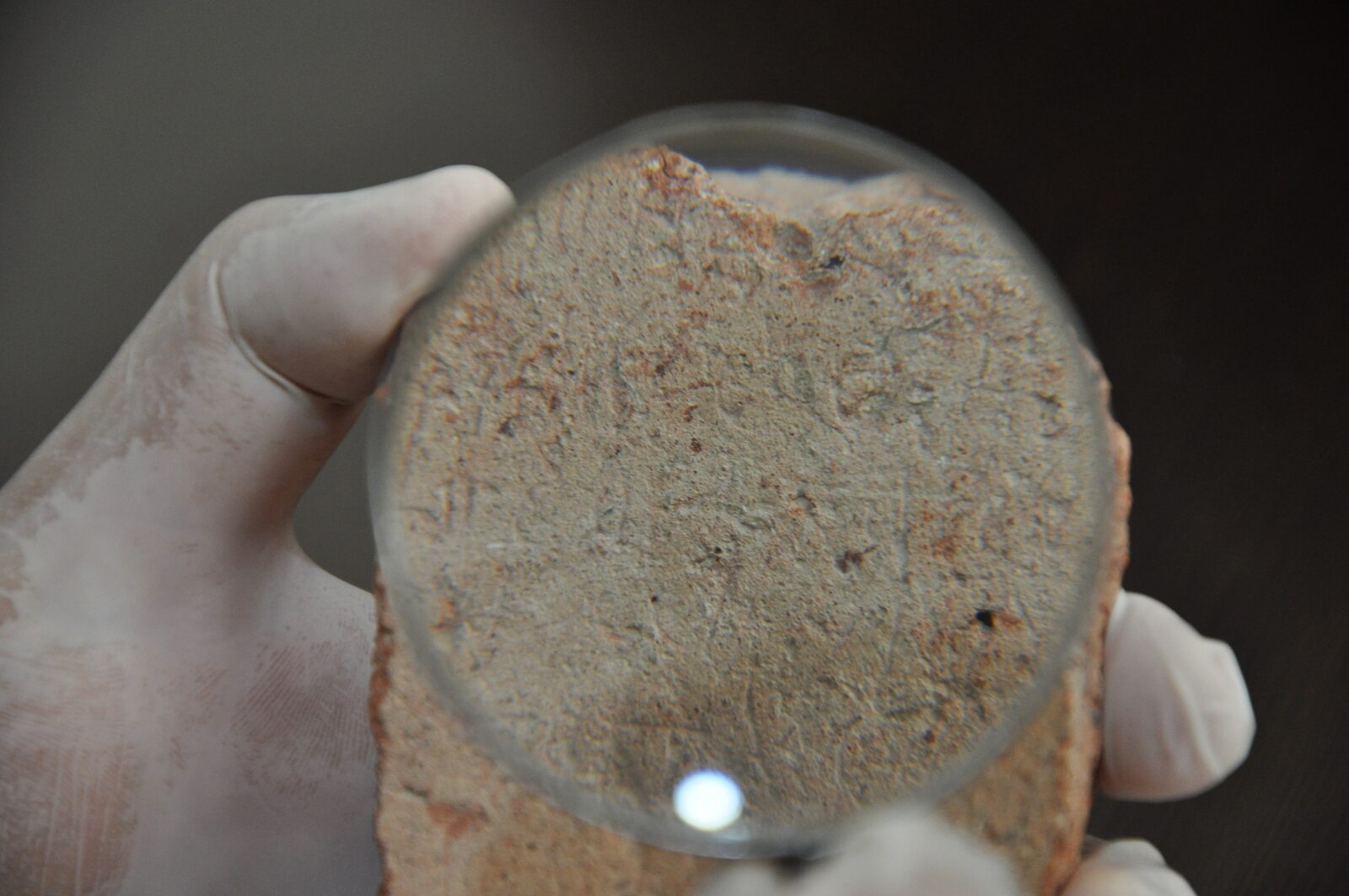 During archaeological work carried out at the Silifke Castle in Mersin, a “protective tablet,” was discovered which is believed to have been made during the Byzantine period to protect the building or tomb from evil, Türkiye, 3 September 2024 (AA Photo)
