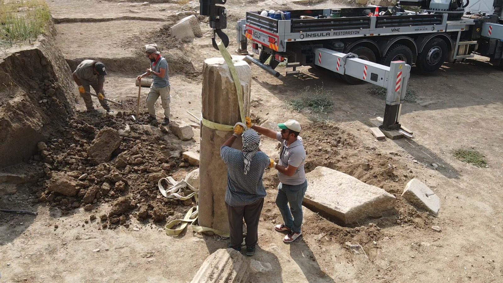 A 2,100-year-old temple dedicated to Hekate, the goddess of crossroads, gates, night, magic, witchcraft, and ghosts in classical mythology, is being restored in the Yatagan district of Mugla, Türkiye, September 10, 2024 (AA Photo)