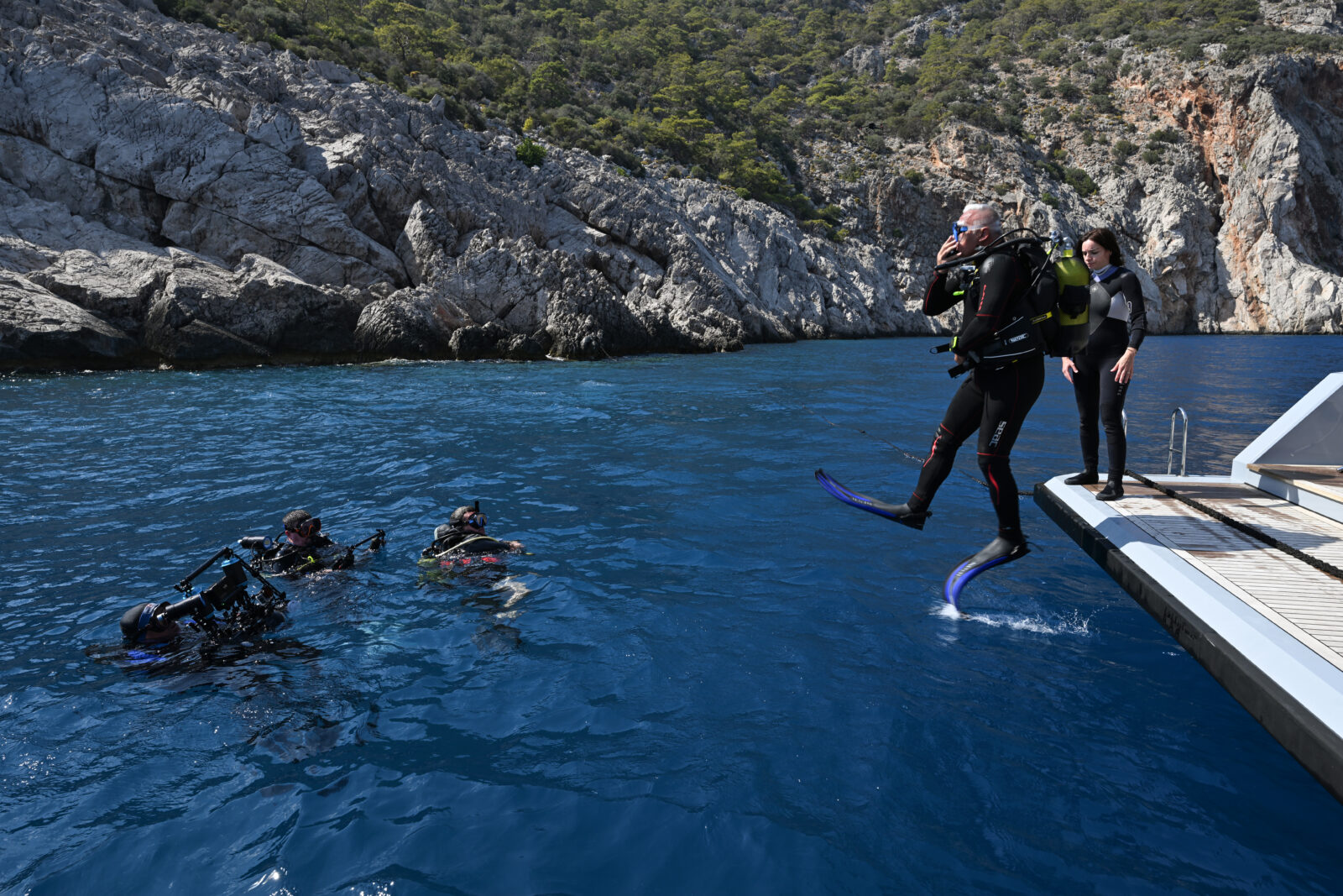 Culture and Tourism Minister Mehmet Nuri Ersoy dived into the Kumluca Middle Bronze Age Shipwreck, Antalya, Türkiye, September 2, 2024 (AA Photo)