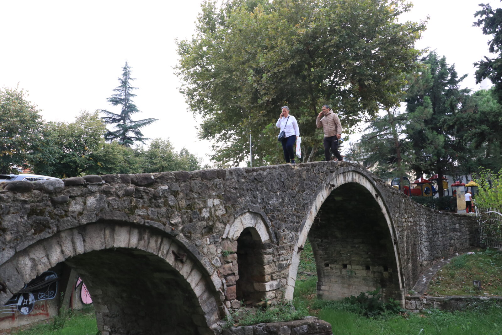 The Tabakhane Bridge, a stunning relic from the Ottoman period, continues to showcase its enduring beauty and functionality since the 18th century, Tirana, Albania, Sept. 29, 2024. (AA Photo)
