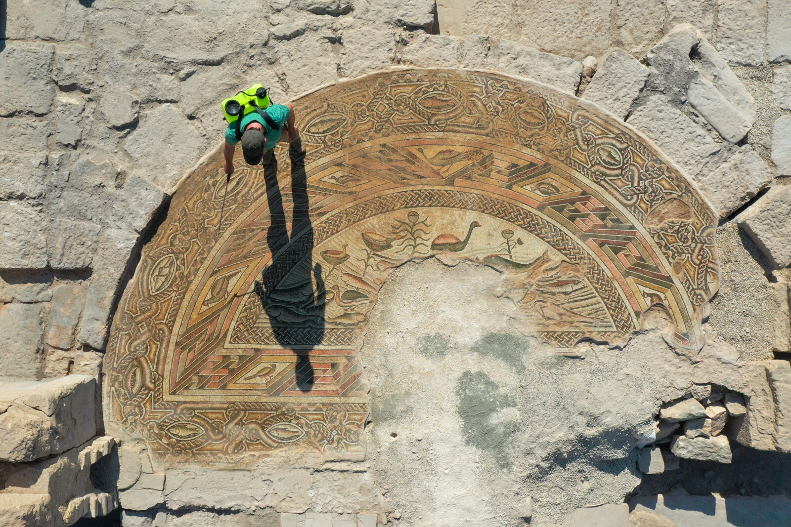 Restoration work has been completed on the 1600-year-old mosaics in the church in the ancient city of Doliche in Gaziantep, one of the oldest settlements in human history and home to different religions, Türkiye, Sept. 8, 2024. (AA Photo)