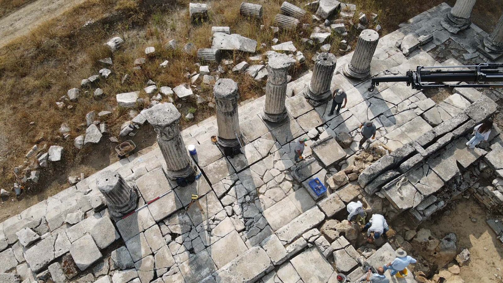A 2,100-year-old temple dedicated to Hekate, the goddess of crossroads, gates, night, magic, witchcraft, and ghosts in classical mythology, is being restored in the Yatagan district of Mugla, Türkiye, September 10, 2024 (AA Photo)