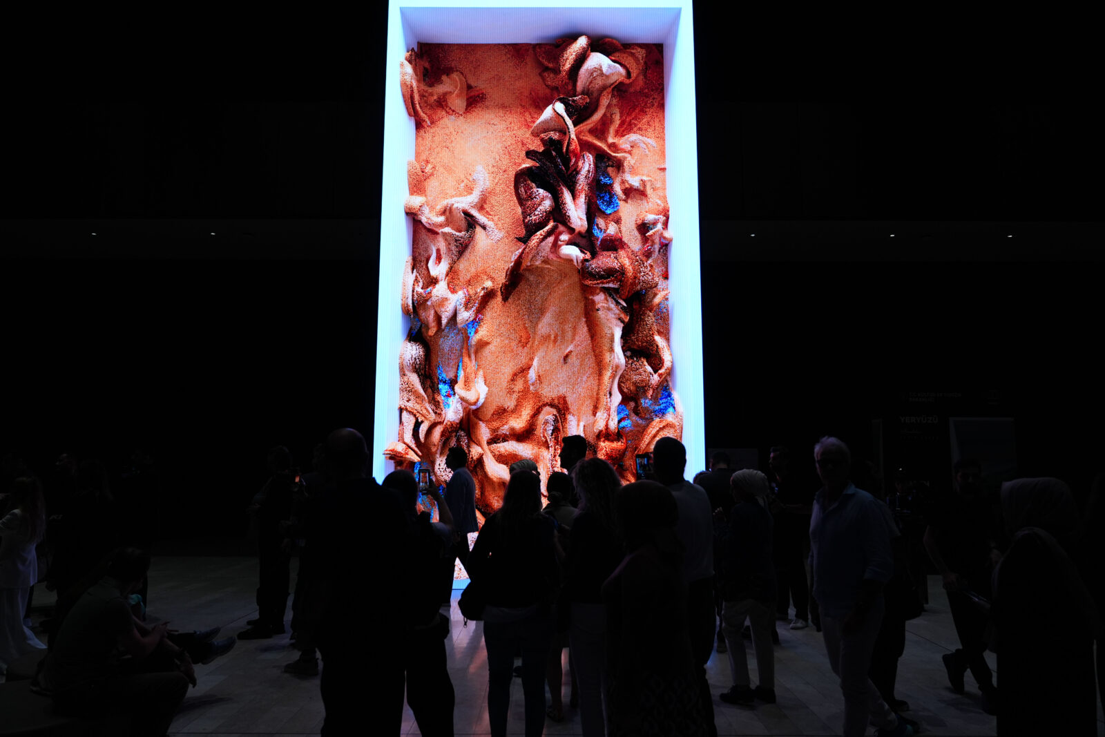 Media artist Refik Anadol's works are displayed during the opening gala of the Istanbul Culture Road Festival, marking the 13th edition of Türkiye's Culture Route Festivals, at the Ataturk Cultural Center (AKM) in Istanbul, Türkiye, September 27, 2024 (AA Photo)