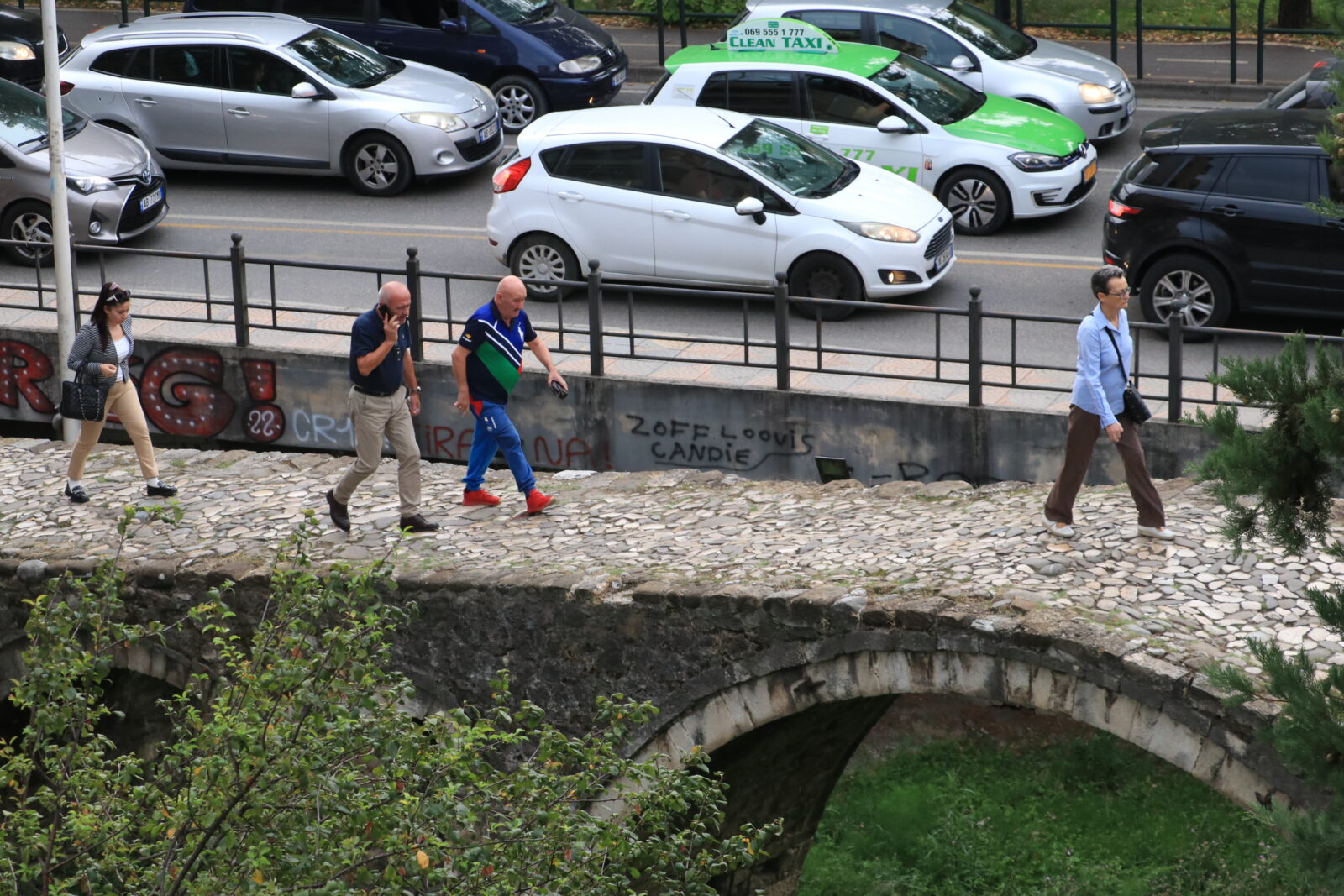 The Tabakhane Bridge, a stunning relic from the Ottoman period, continues to showcase its enduring beauty and functionality since the 18th century, Tirana, Albania, Sept. 29, 2024. (AA Photo)