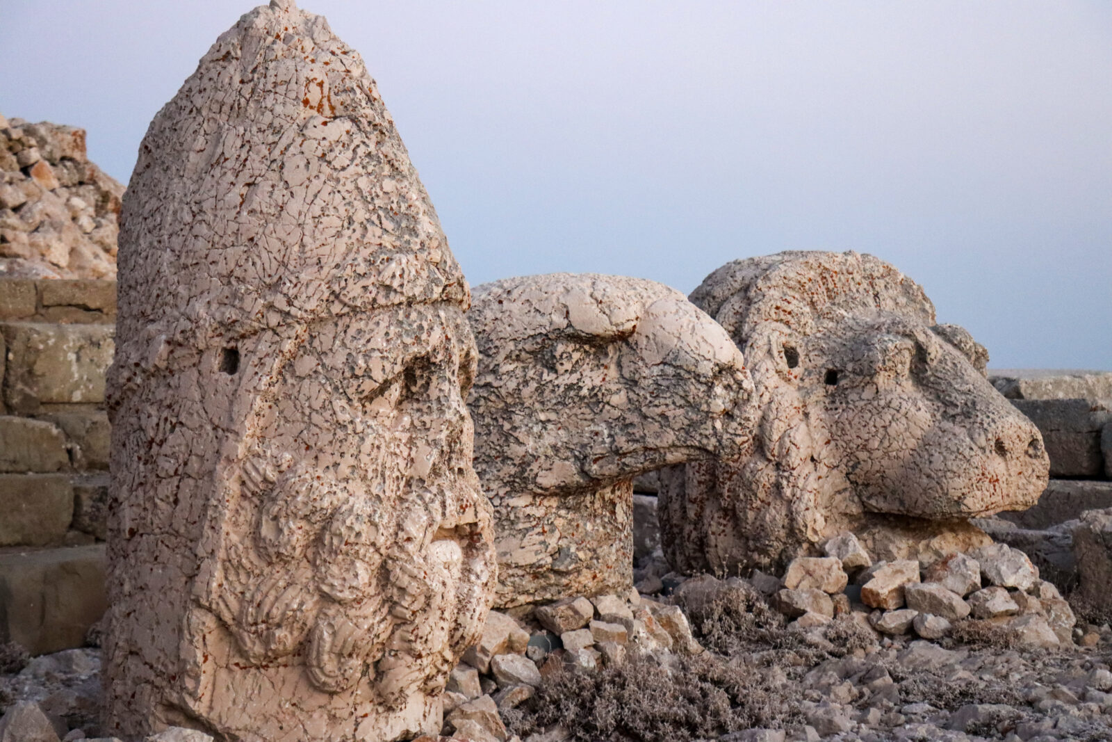 A view of the monuments at Mount Nemrut listed on UNESCO World Heritage List in Adiyaman, Türkiye, Sept. 1, 2024. (AA Photo)