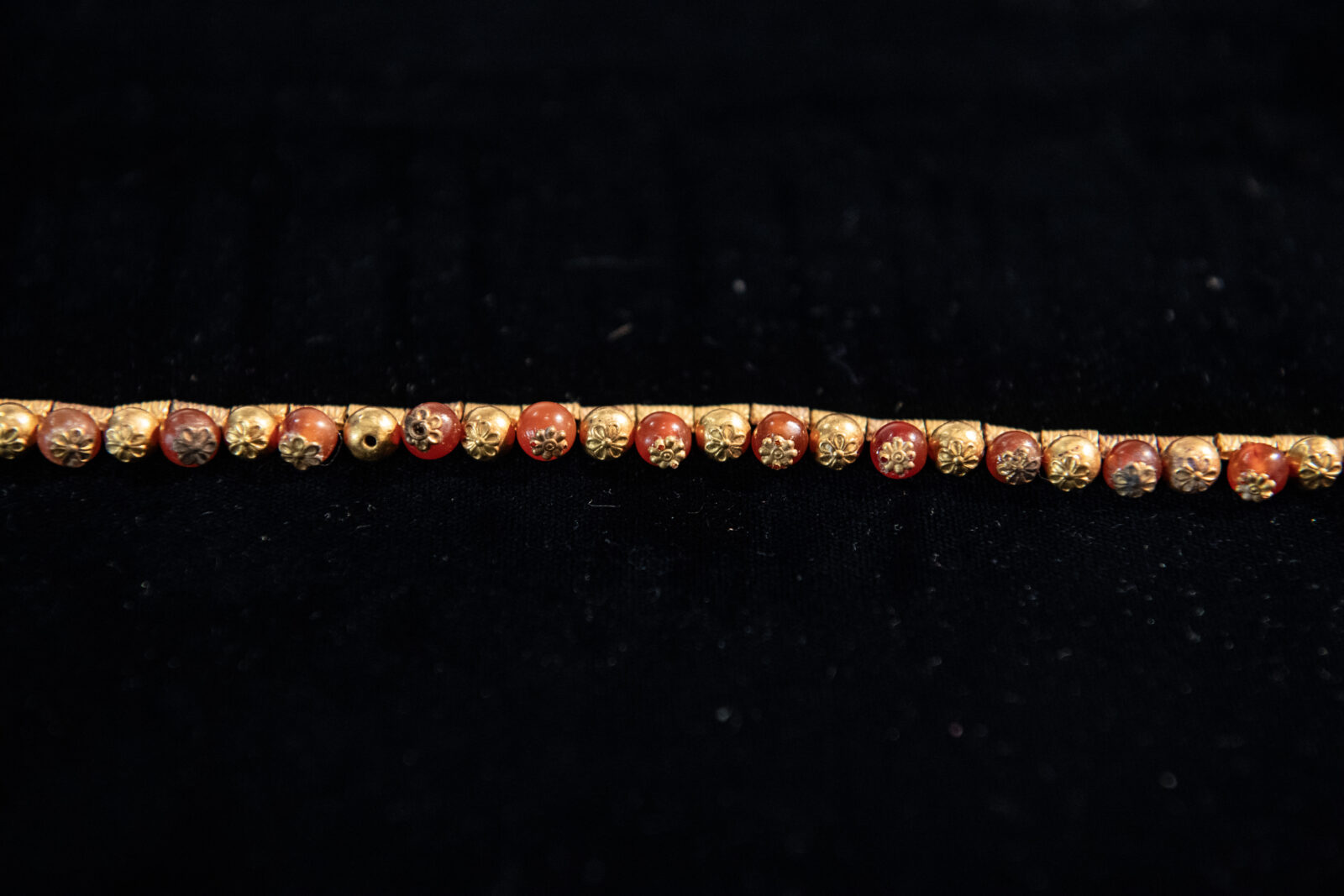 A view of the 2,700-year-old gold necklace which was handed over to Turkish authorities by officials of the Boston Museum of Fine Arts at an official ceremony held at the Turkish Consulate General In Boston, United States, September 3, 2024 (AA Photo)