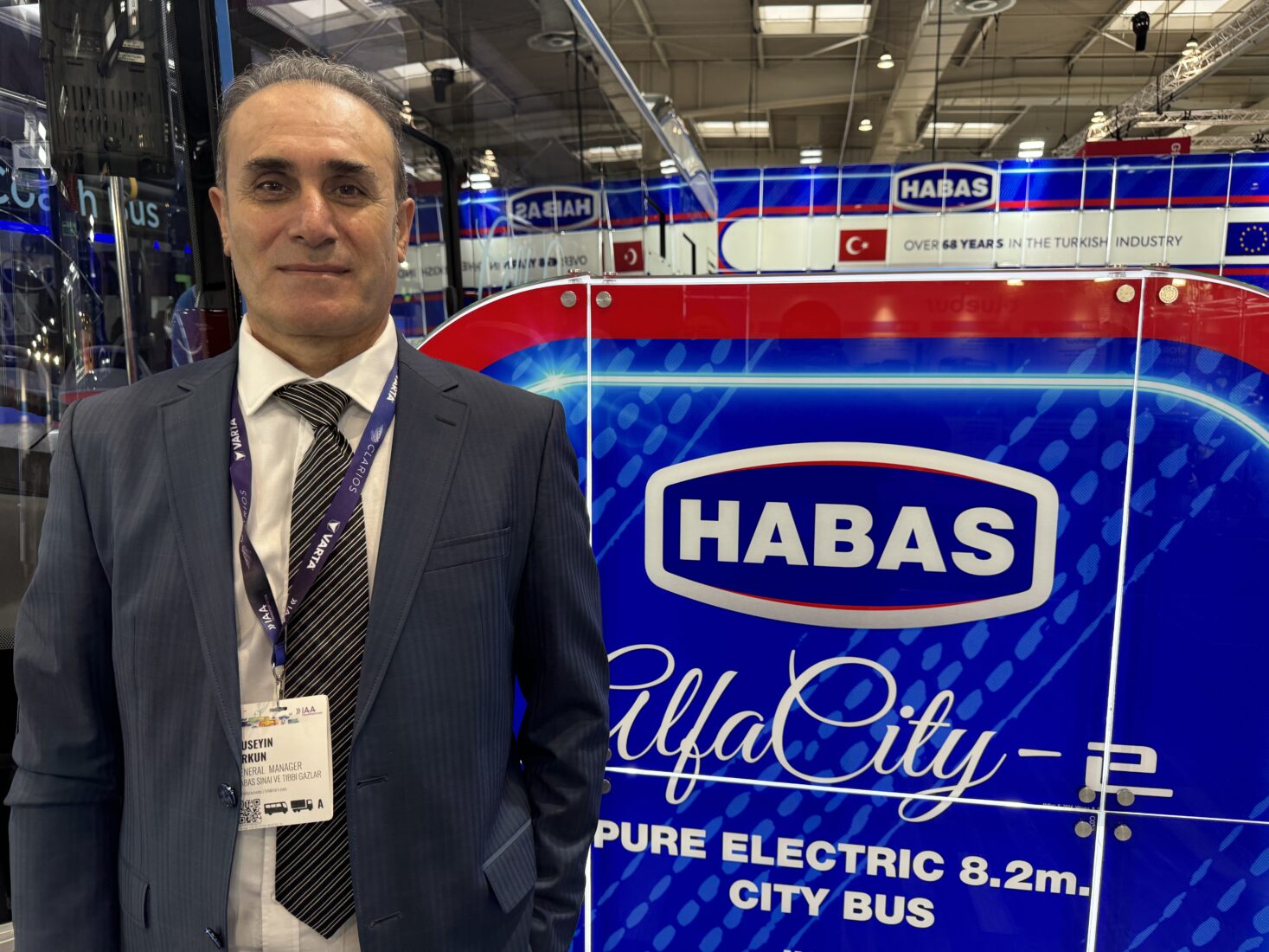 Habas Automotive General Manager Huseyin Urkun at the IAA Transportation Fair in Hannover, Germany, Sept. 17, 2024. (AA Photo)
