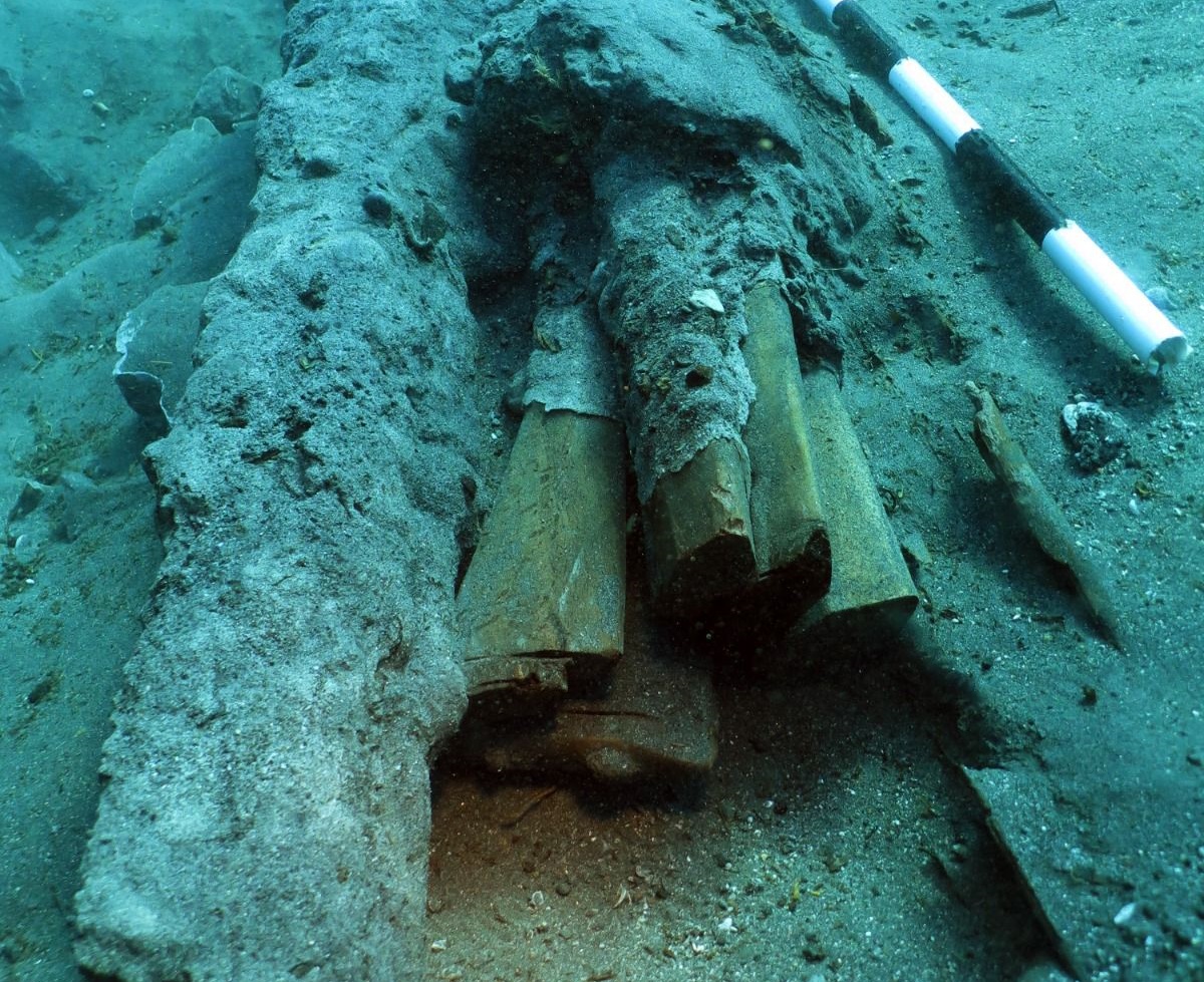 New findings have emerged from the ongoing excavations at the Kizilan Ottoman Shipwreck off the coast of Datca, Mugla, shedding light on the history of the Ottoman Empire. Notably, the gun stocks of rifles belonging to Janissaries have been uncovered, offering a glimpse into the maritime past of Türkiye, September 21, 2024. (AA Photo)