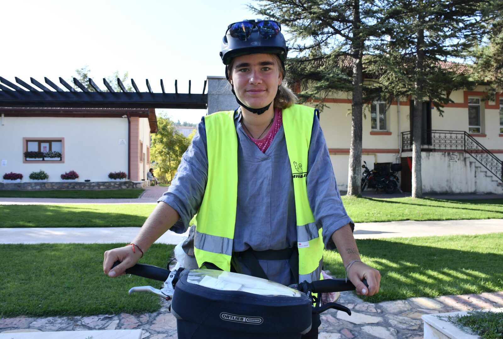 Antonia Hogo, who set off on her bicycle from Konstanz, Germany, to go to New Zealand, arrived in Türkiye after pedaling for six months, September 27, 2024 (AA Photo)