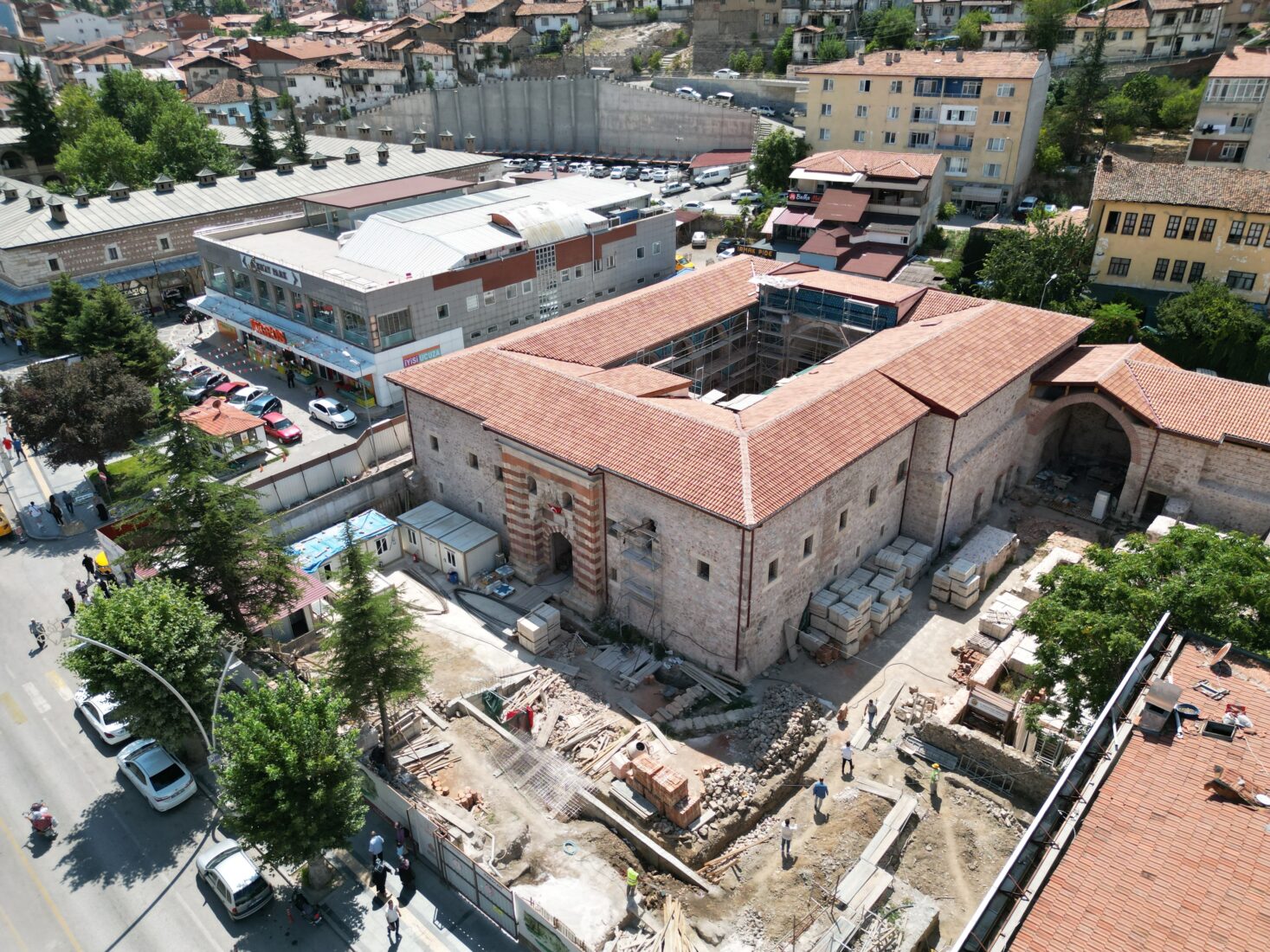 During the restoration of the Gok Madrasa in Tokat, 6 storage fars from the Early Ottoman period were unearthed, Türkiye, September 15, 2024. (IHA Photo)