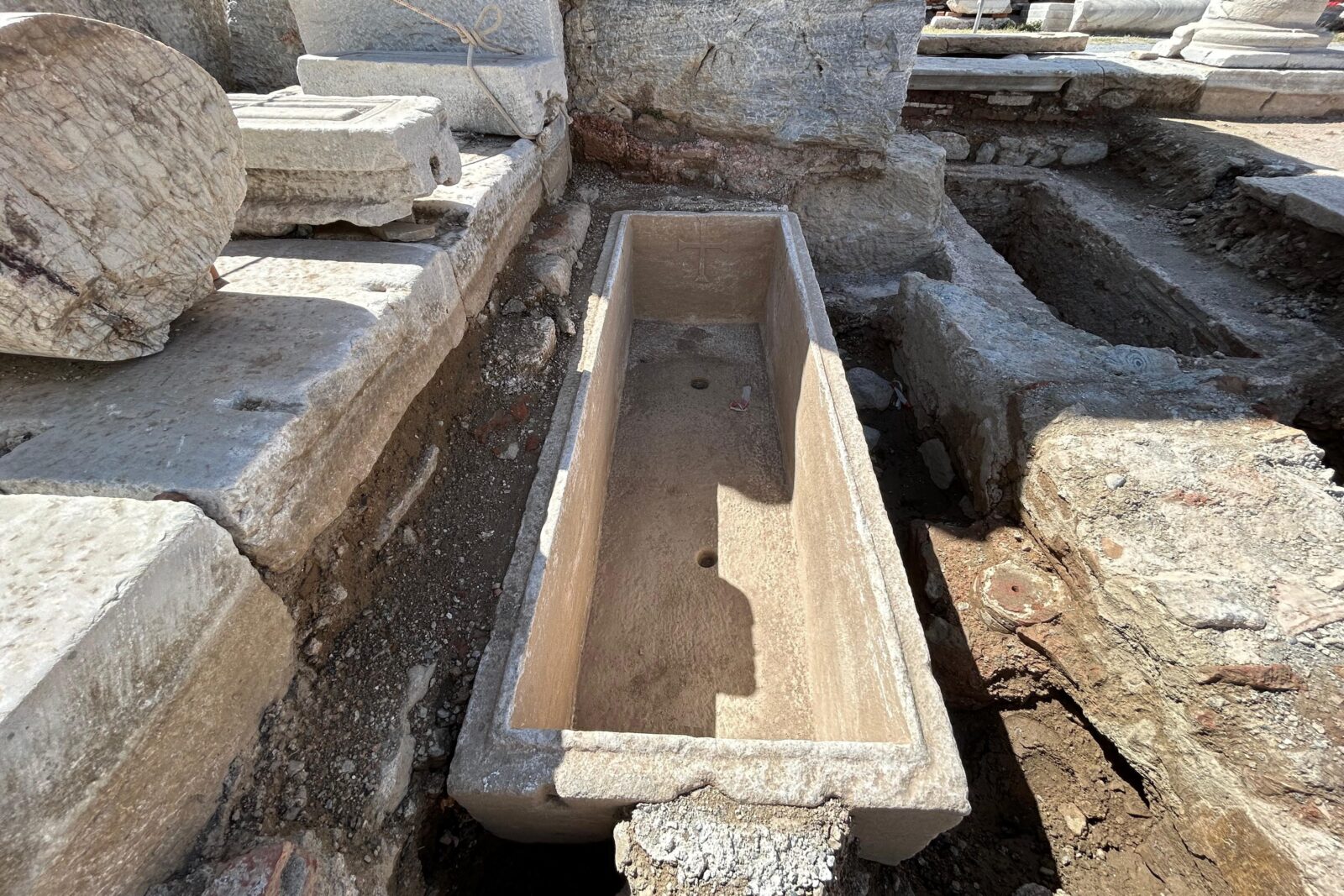 A Roman gladiator tomb dating back to the third century B.C. was discovered at Ayasuluk Hill and St. John Monument Excavations in Selcuk, Izmir, Türkiye, Sept. 19, 2024. (IHA Photo)