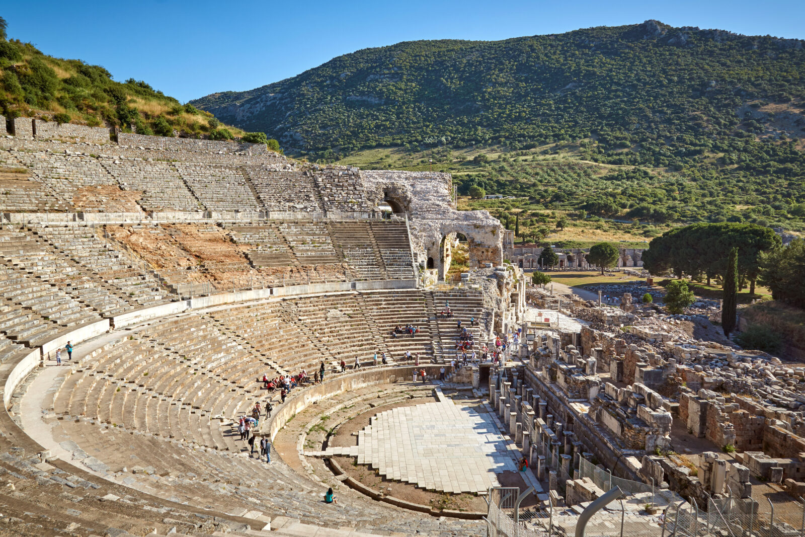 The Great Theatre ruins in the ancient Ephesus city in Türkiye. (Adobe Stock Photo)