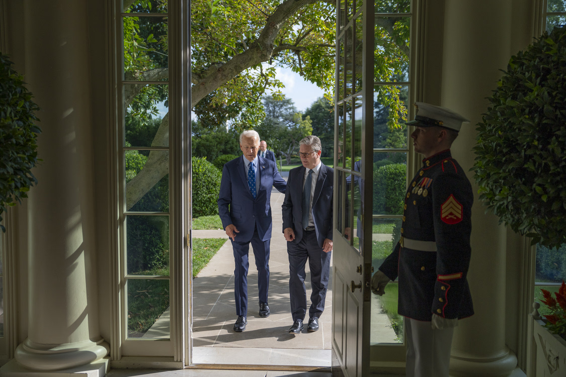 UK Prime Minister Keir Starmer and US President Joe Biden in Washington. "There’s no shared challenge we cannot face together." Biden says. (via X) 