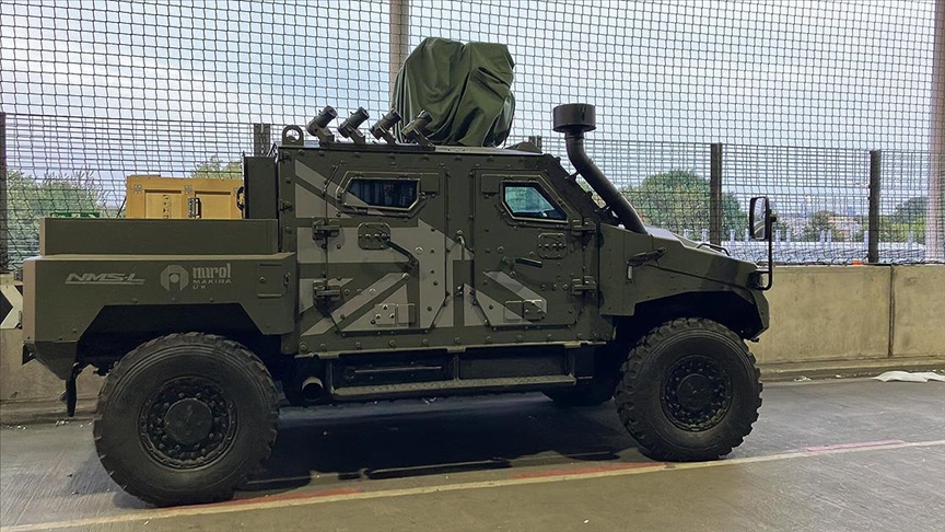 A Nurol Makina manufactured armored vehicle with a remote controlled weapon station (RCWS) on it. (AA Photo) 