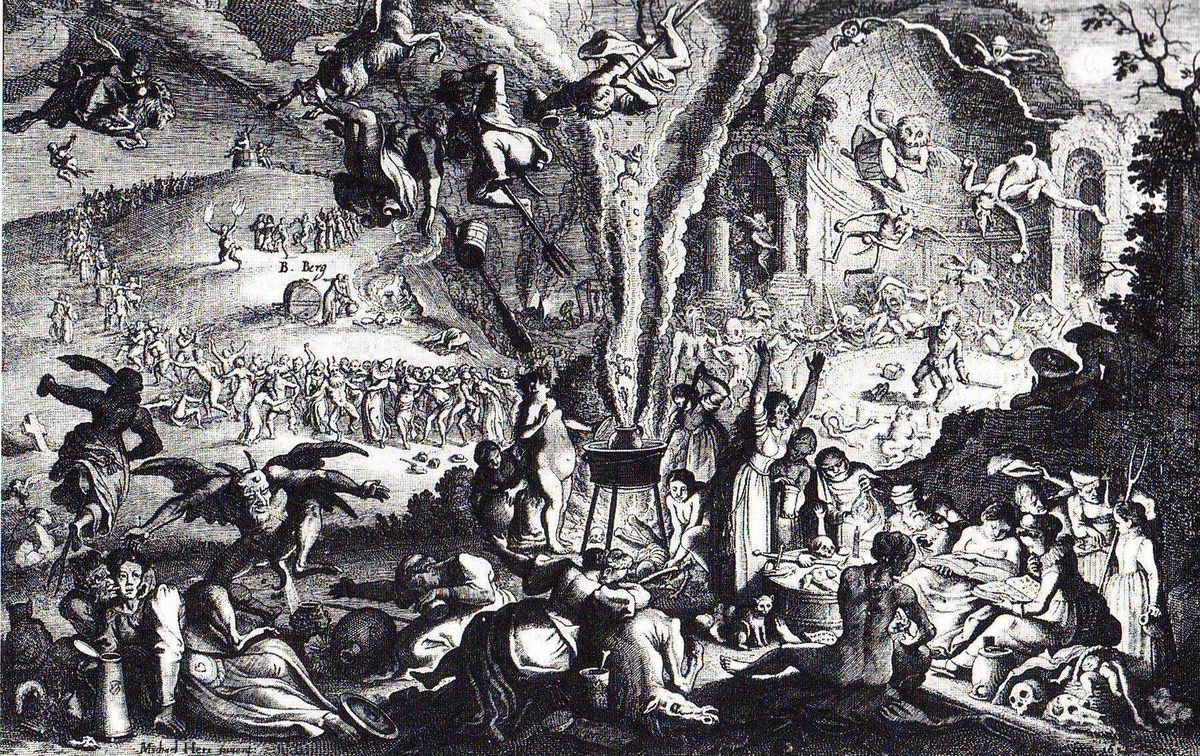 Witchcraft, and a secret underworld of sorcery depicted in this 17th-century engraving by Michael Herr, was vigorous and real in the public imagination of the time. (Photo via Atlas Obscura)