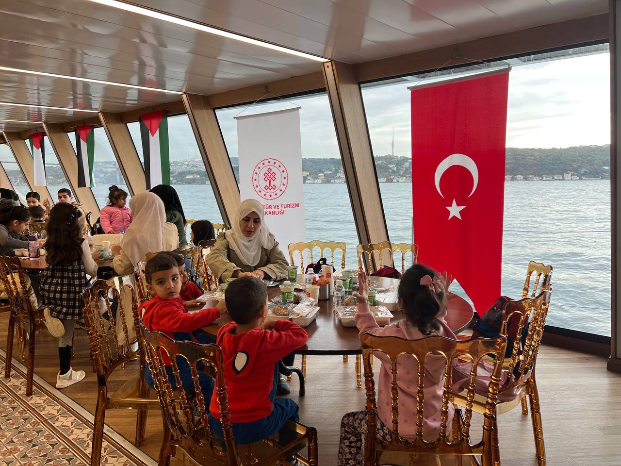 A Bosphorus tour was organized for Gazan families who left the region due to the attacks initiated by Israel on October 7, 2023, and are currently hosted in Istanbul, Türkiye, October 1, 2024 (AA Photo)
