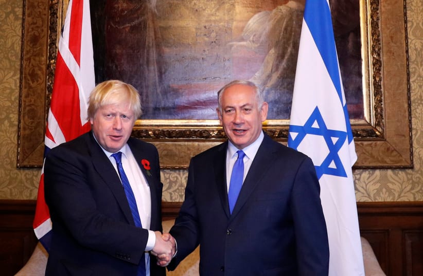 Benjamin Netanyahu and Boris Jonhson in London, November 2, 2017. (Reuters Photo)