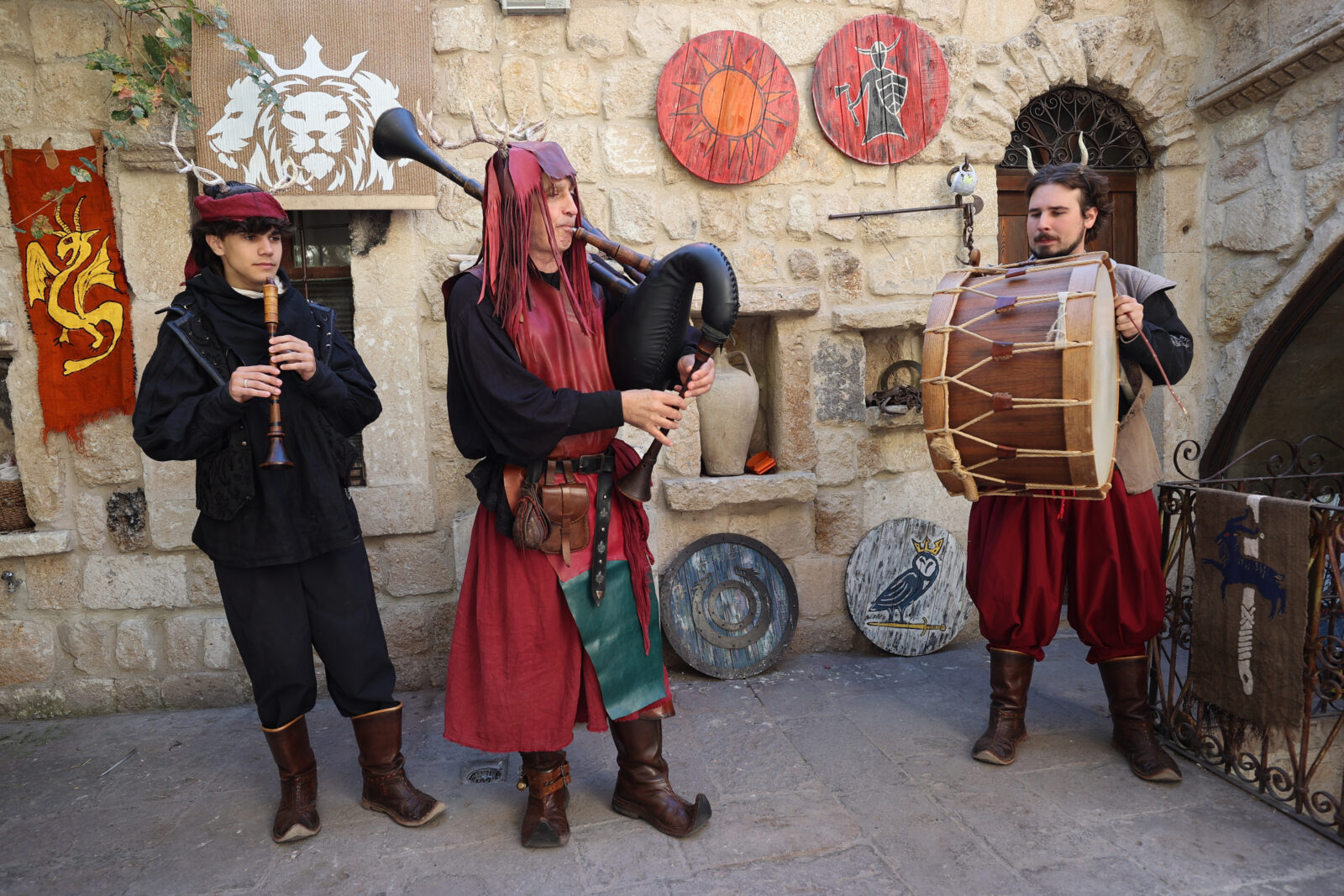 Visitors attend the “Medieval” fair in Nevsehir's Urgup district, wearing period costumes, Türkiye, October 20, 2024. (AA Photo)