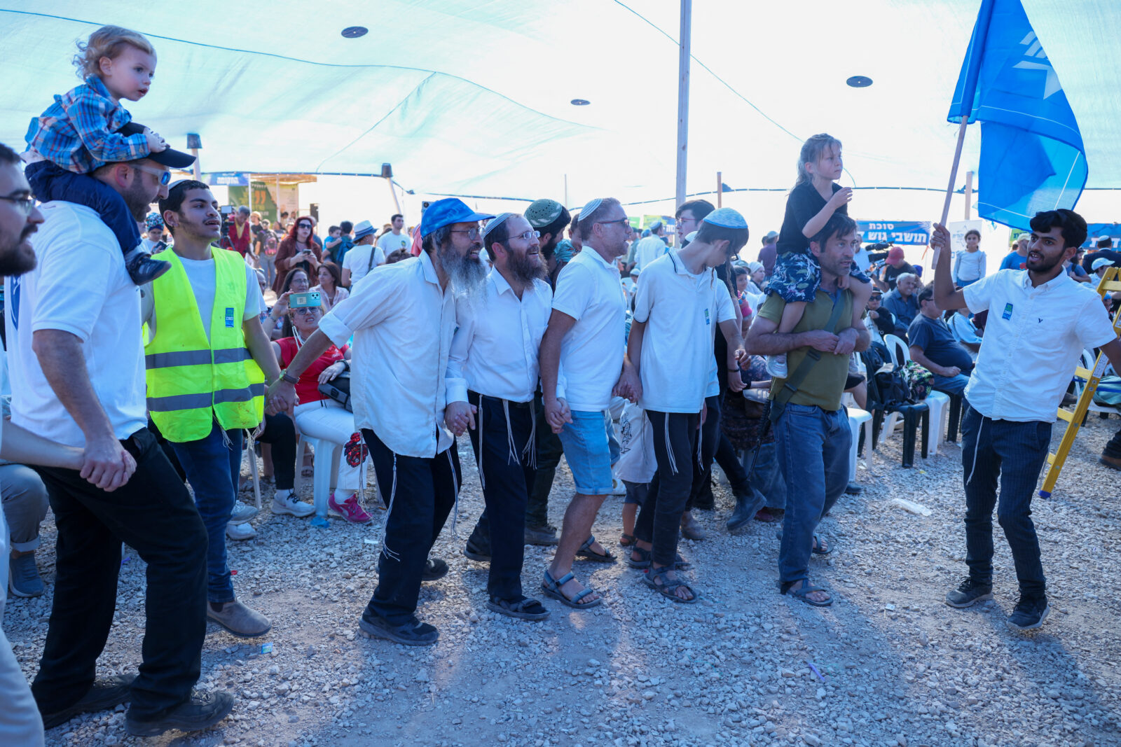 Israeli right-wing activists attend a gathering near the border with Gaza to promote the establishment of Jewish settlements in Gaza, Oct. 21, 2024. (AFP Photo)